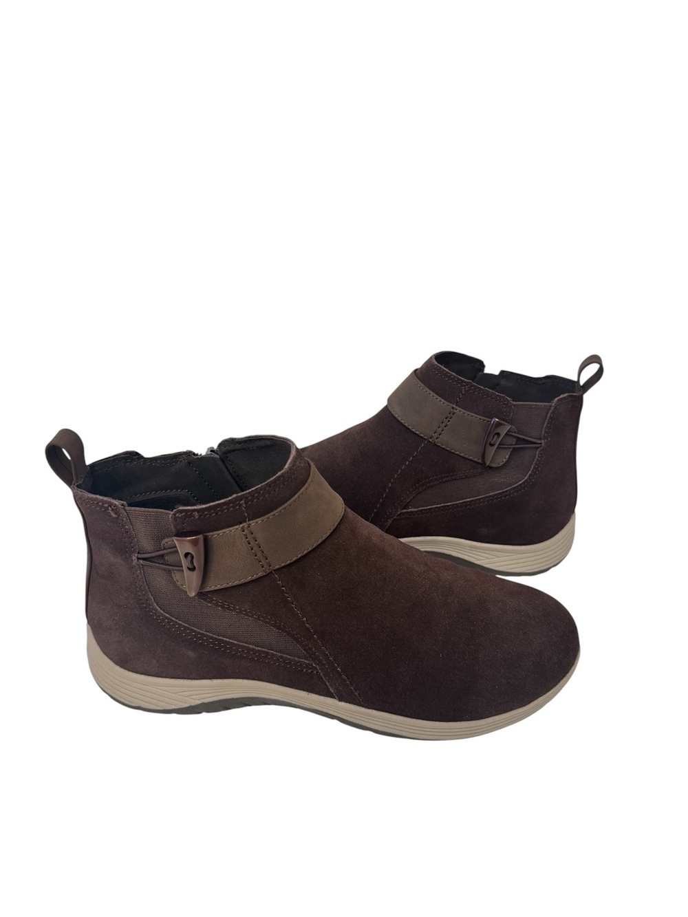 Women’s Easy Spirit Dark Brown Suede Hadley Ankle Boots SZ 9 Wide Width